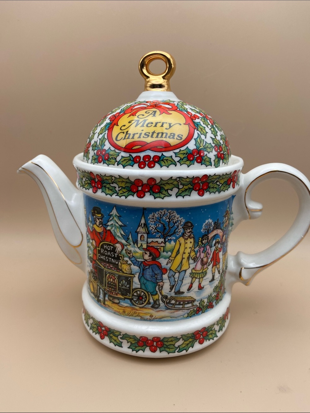Vintage Sadler "Christmas Holiday" Teapot - Made in England